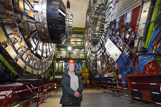 Peter Higgs visits the LHC. 