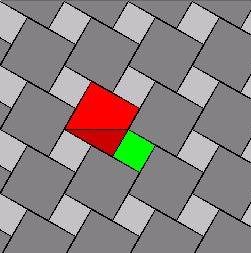 A Pythagoras tiling covers the plane with periodic copies of the squares on the sides of the right triangle.